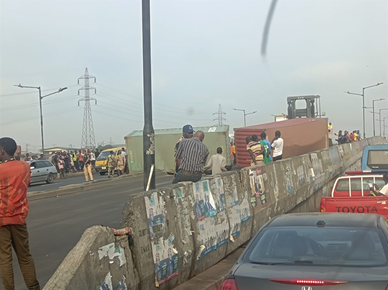 Gridlock as two containers fall on Mile 12 bridge